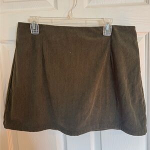 Olive Corduroy Mini Skort